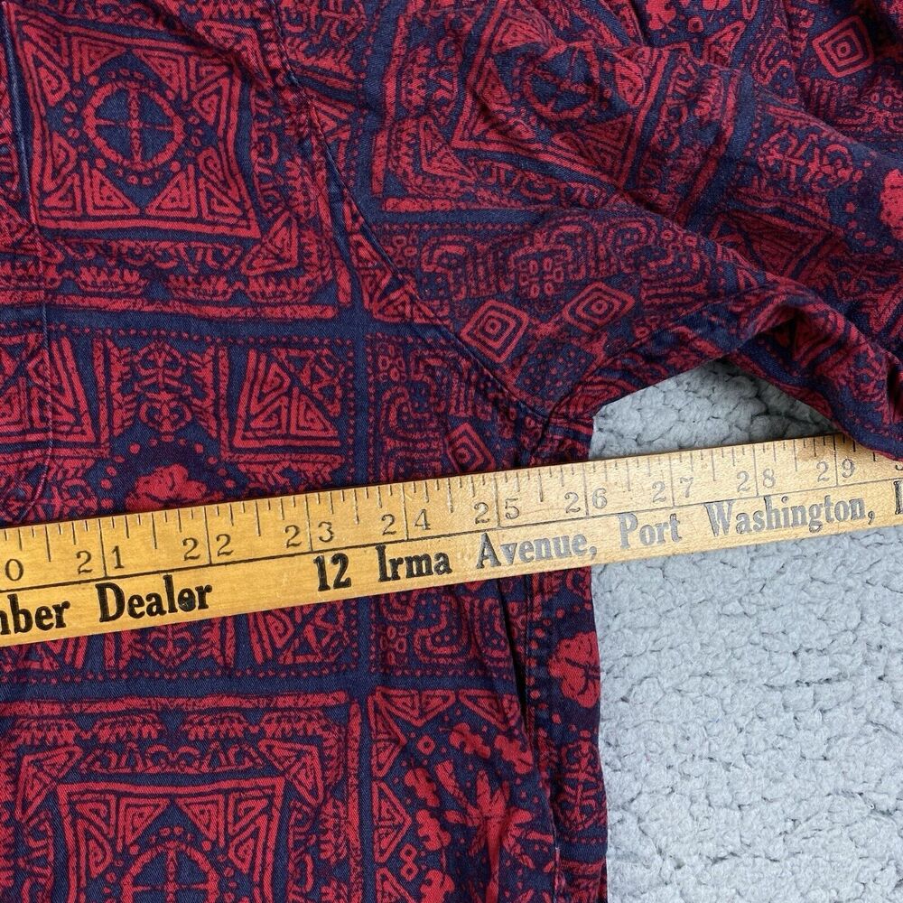 Trader Bay Mens Button Xl Red Floral Tiki Hawaiia… - image 5